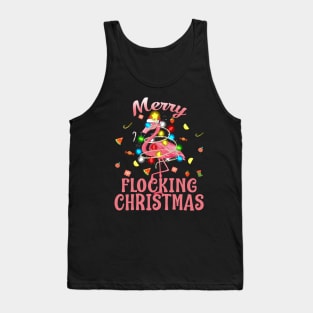 Merry Flocking Christmas Santa Flamingo Xmas Tank Top